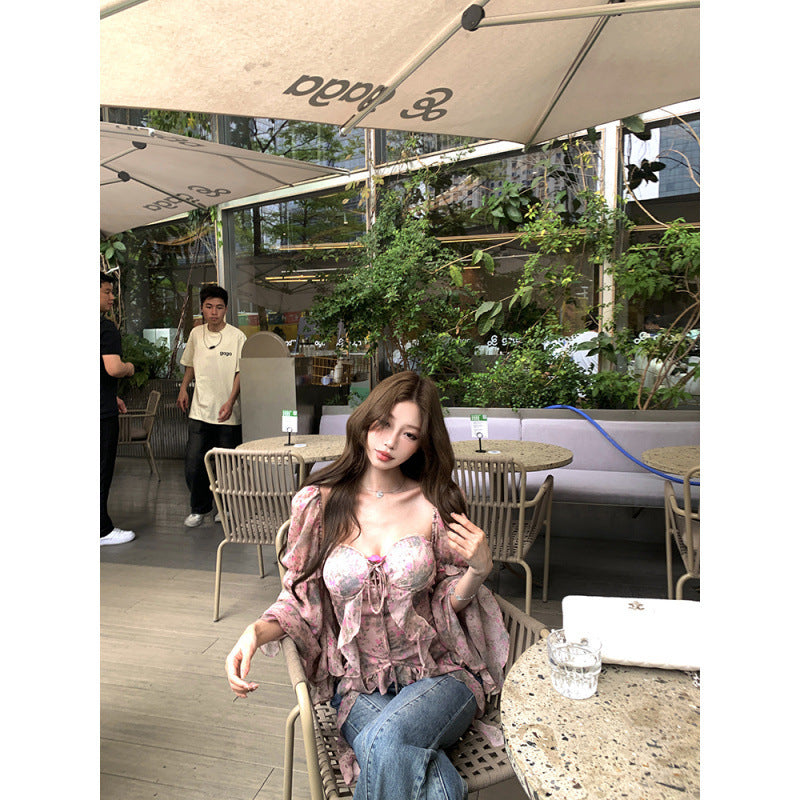 Women’s Printed Bat Sleeve Silk Blouse