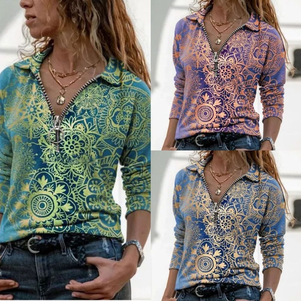 Women’s Casual Printed Slim Long Sleeve T-Shirt
