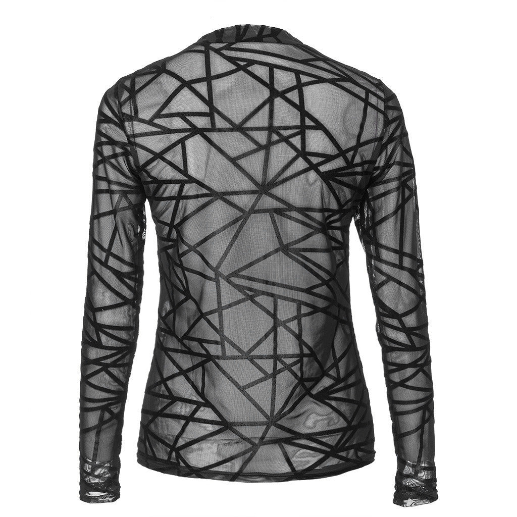 Women’s Transparent Mesh Long Sleeve Top