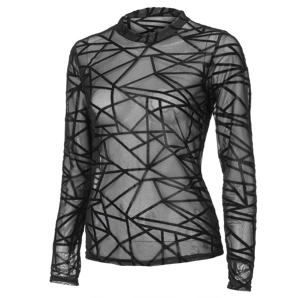 Women’s Transparent Mesh Long Sleeve Top