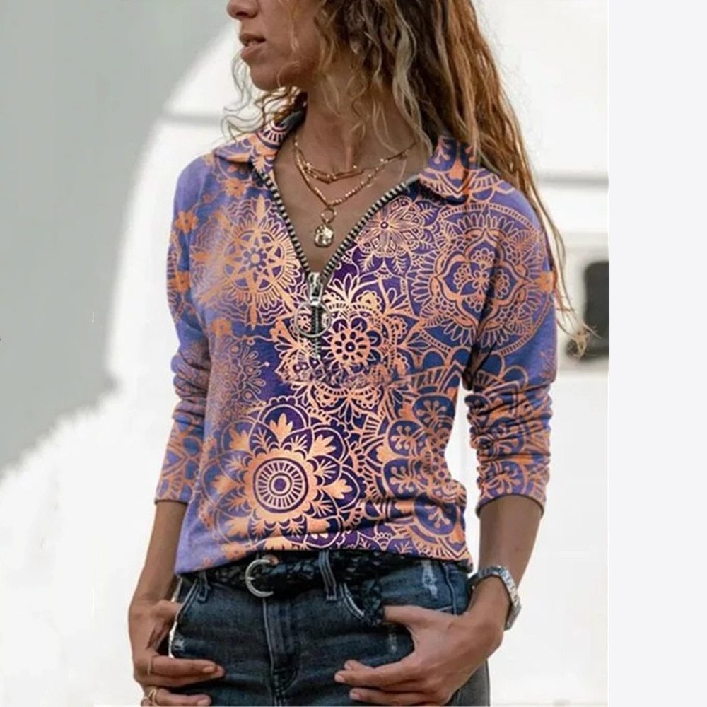 Women’s Casual Printed Slim Long Sleeve T-Shirt