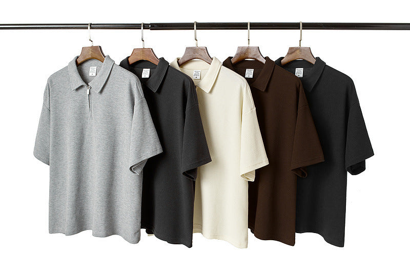 Men’s Fashion Zip-Up Short Sleeve Polo Shirt