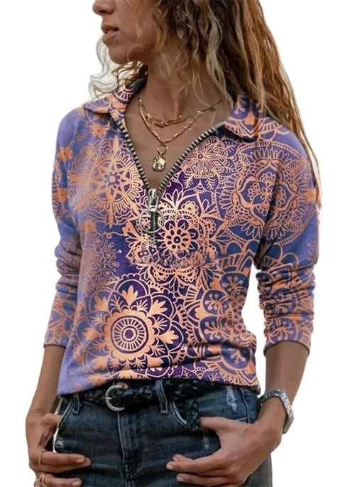 Women’s Casual Printed Slim Long Sleeve T-Shirt