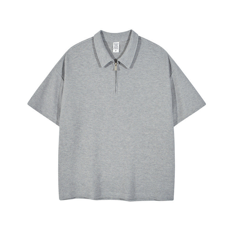 Men’s Fashion Zip-Up Short Sleeve Polo Shirt